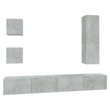 Ensemble de meubles TV 5 pcs Gris béton Bois d'ingénierie 2