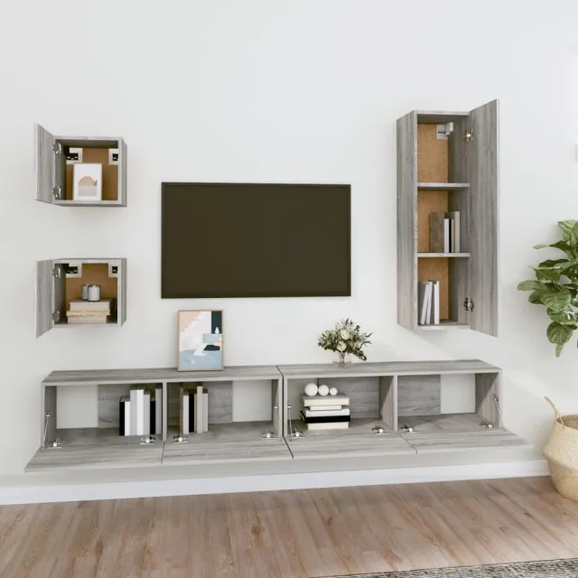 Ensemble de meubles TV 5 pcs Sonoma gris Bois d'ingénierie