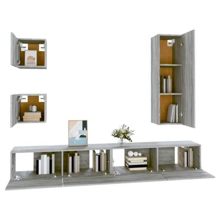Ensemble de meubles TV 5 pcs Sonoma gris Bois d'ingénierie