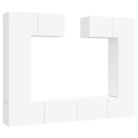Ensemble de meubles TV 6 pcs Blanc Bois d'ingénierie