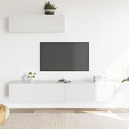 Ensemble de meubles TV 3 pcs Blanc Bois d'ingénierie
