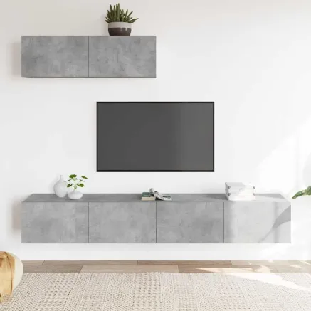 Ensemble de meubles TV 3 pcs Gris béton Bois d'ingénierie