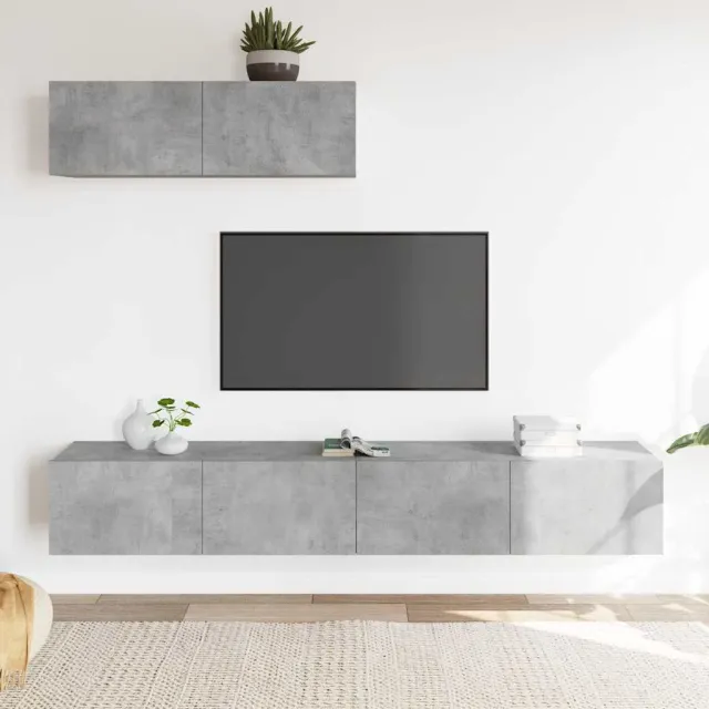 Ensemble de meubles TV 3 pcs Gris béton Bois d'ingénierie