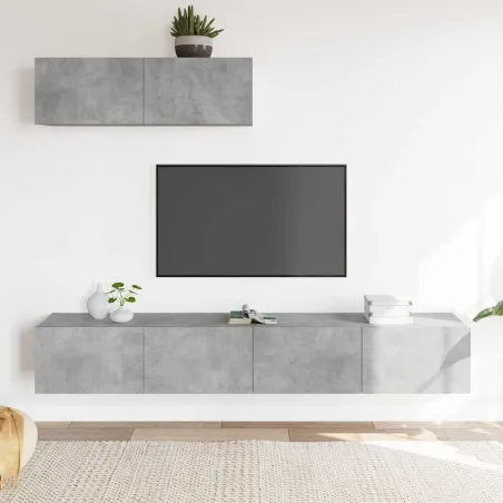 Ensemble de meubles TV 3 pcs Gris béton Bois d'ingénierie