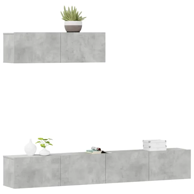 Ensemble de meubles TV 3 pcs Gris béton Bois d'ingénierie