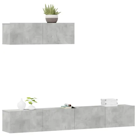 Ensemble de meubles TV 3 pcs Gris béton Bois d'ingénierie