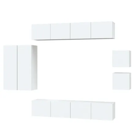 Ensemble de meubles TV 8 pcs Blanc Bois d'ingénierie 2