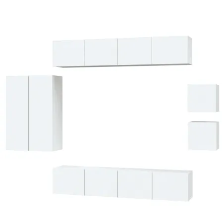 Ensemble de meubles TV 8 pcs Blanc Bois d'ingénierie
