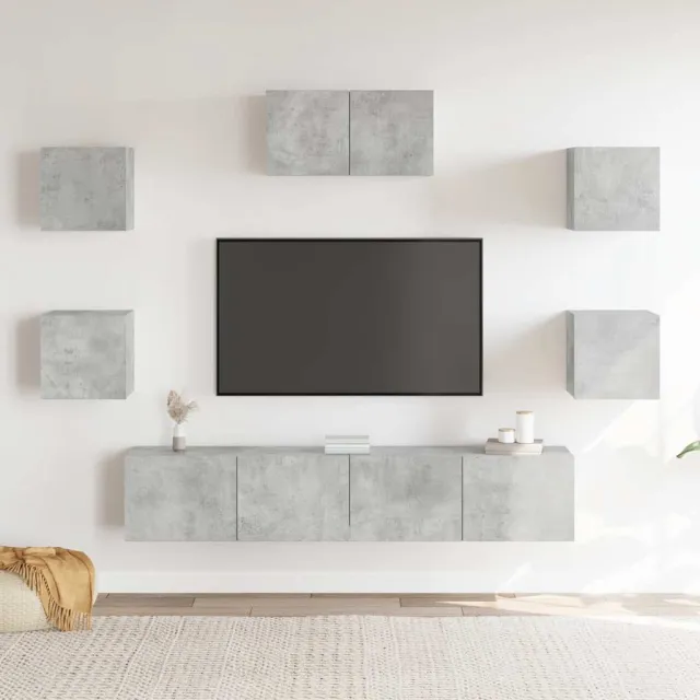 Ensemble de meubles TV 7 pcs Gris béton Bois d'ingénierie