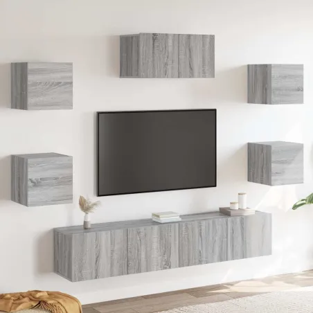 Ensemble de meubles TV 7 pcs Sonoma gris Bois d'ingénierie