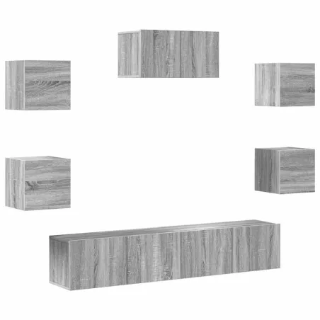 Ensemble de meubles TV 7 pcs Sonoma gris Bois d'ingénierie