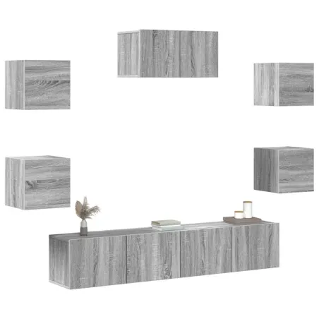 Ensemble de meubles TV 7 pcs Sonoma gris Bois d'ingénierie