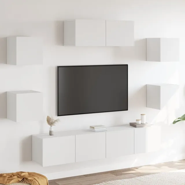 Ensemble de meubles TV 7 pcs Blanc Bois d'ingénierie