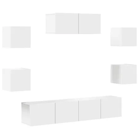 Ensemble de meubles TV 7 pcs Blanc Bois d'ingénierie