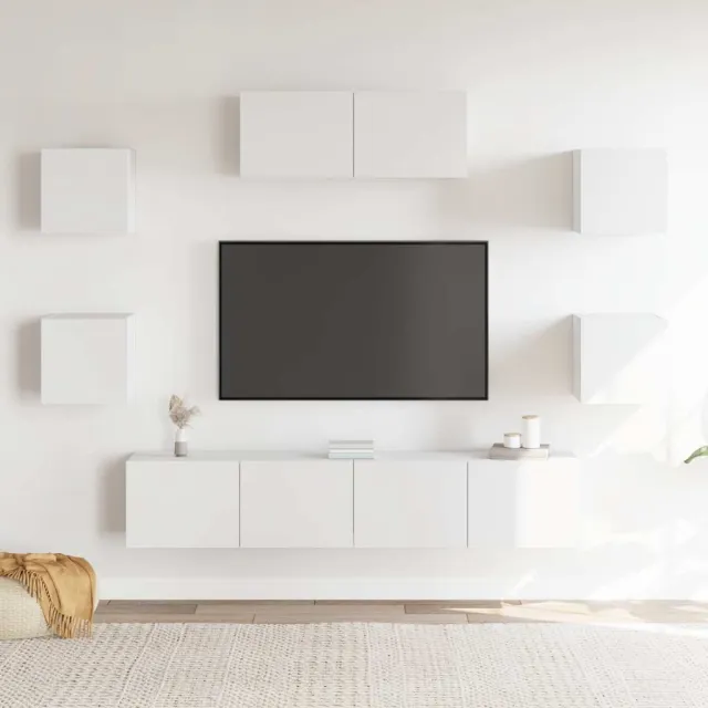 Ensemble de meubles TV 7 pcs Blanc Bois d'ingénierie