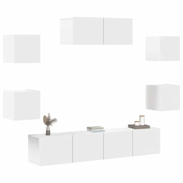 Ensemble de meubles TV 7 pcs Blanc Bois d'ingénierie