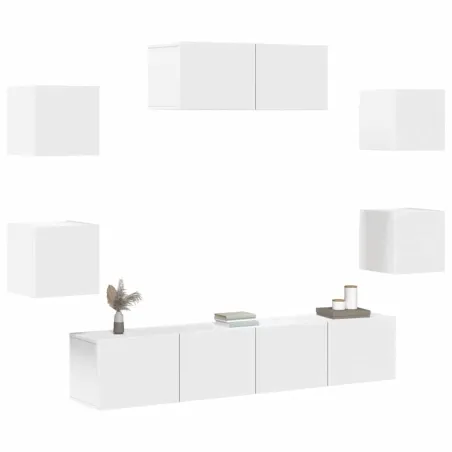 Ensemble de meubles TV 7 pcs Blanc Bois d'ingénierie