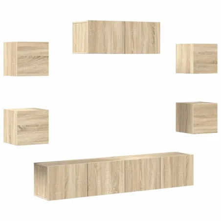 Ensemble de meubles TV 7 pcs Chêne sonoma Bois d'ingénierie