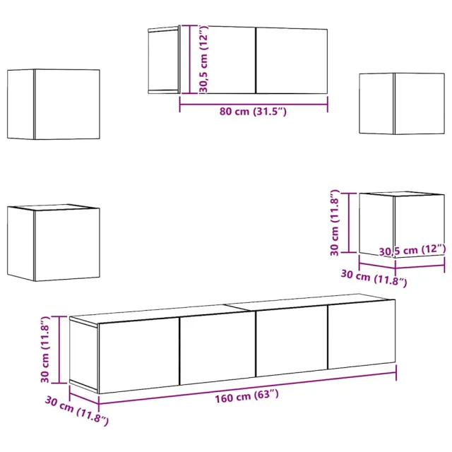 Ensemble de meubles TV 7 pcs Chêne sonoma Bois d'ingénierie