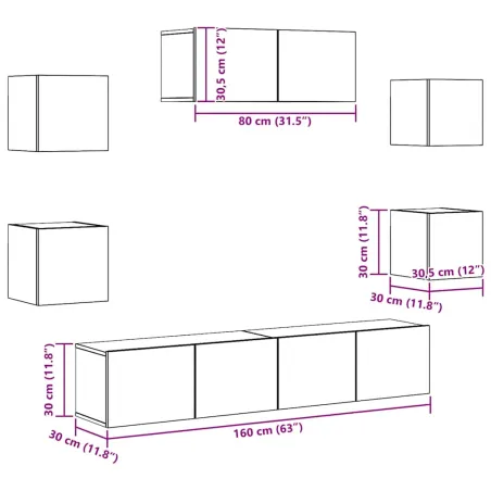 Ensemble de meubles TV 7 pcs Chêne sonoma Bois d'ingénierie