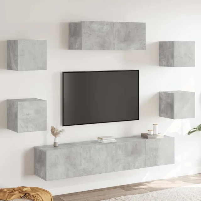 Ensemble de meubles TV 7 pcs Gris béton Bois d'ingénierie