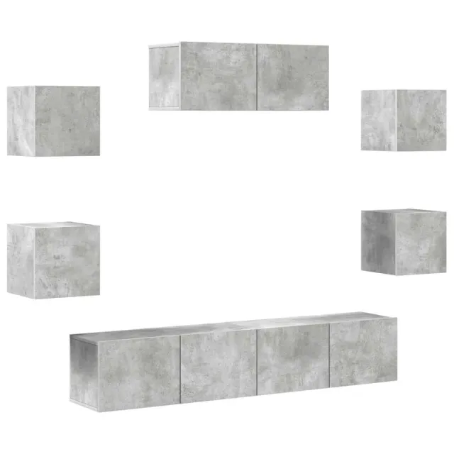 Ensemble de meubles TV 7 pcs Gris béton Bois d'ingénierie