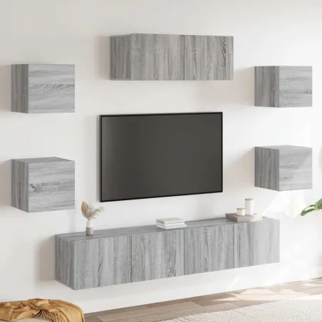 Ensemble de meubles TV 7 pcs Sonoma gris Bois d'ingénierie