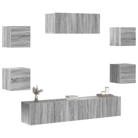 Ensemble de meubles TV 7 pcs Sonoma gris Bois d'ingénierie