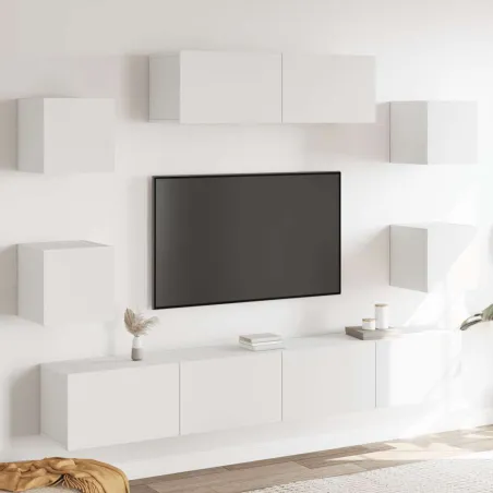 Ensemble de meubles TV 7 pcs Blanc Bois d'ingénierie