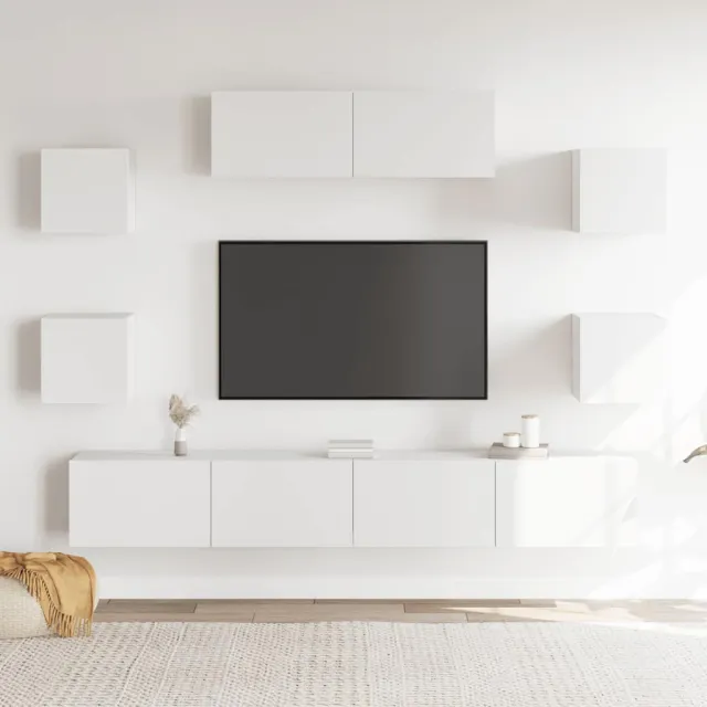 Ensemble de meubles TV 7 pcs Blanc Bois d'ingénierie