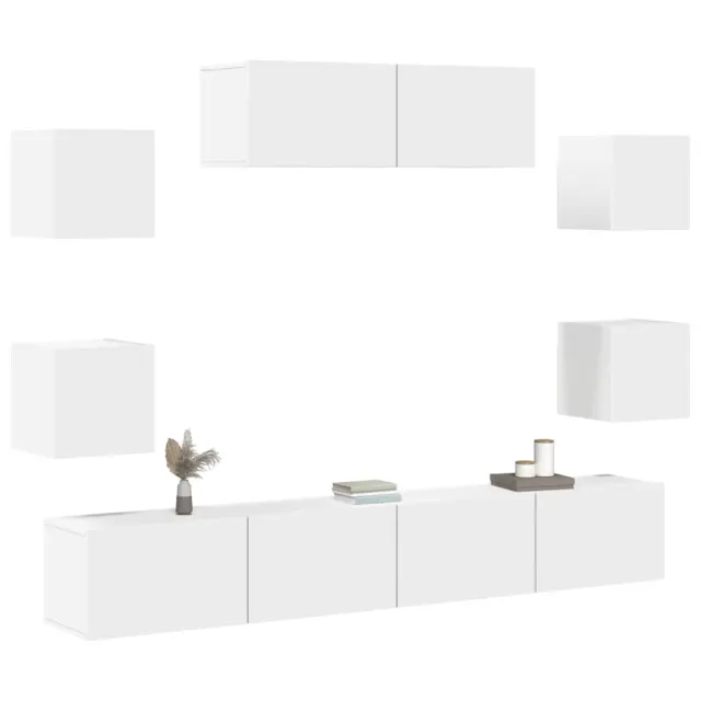 Ensemble de meubles TV 7 pcs Blanc Bois d'ingénierie