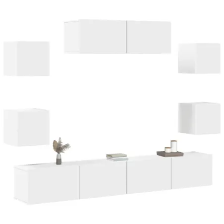 Ensemble de meubles TV 7 pcs Blanc Bois d'ingénierie