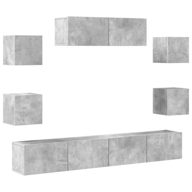 Ensemble de meubles TV 7 pcs Gris béton Bois d'ingénierie