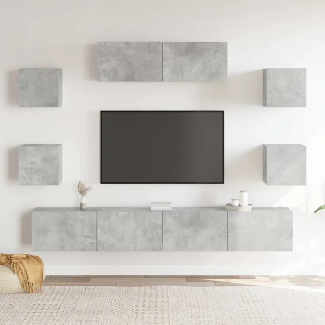 Ensemble de meubles TV 7 pcs Gris béton Bois d'ingénierie