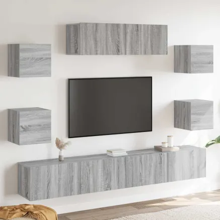 Ensemble de meubles TV 7 pcs Sonoma gris Bois d'ingénierie