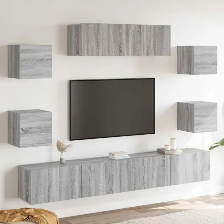 Ensemble de meubles TV 7 pcs Sonoma gris Bois d'ingénierie
