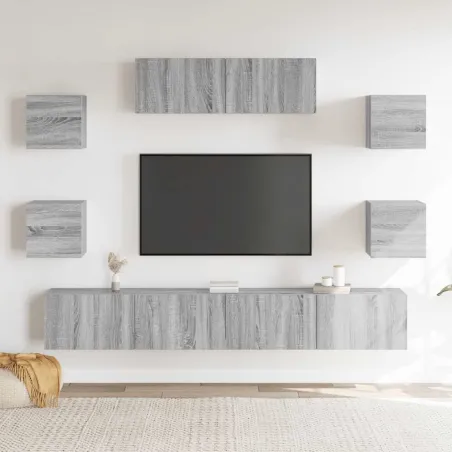 Ensemble de meubles TV 7 pcs Sonoma gris Bois d'ingénierie