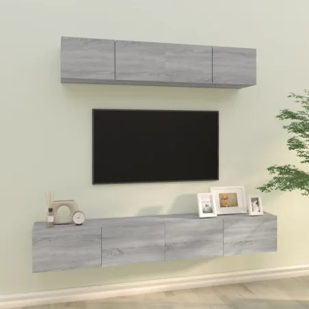 Ensemble de meubles TV 4 pcs Sonoma gris Bois d'ingénierie