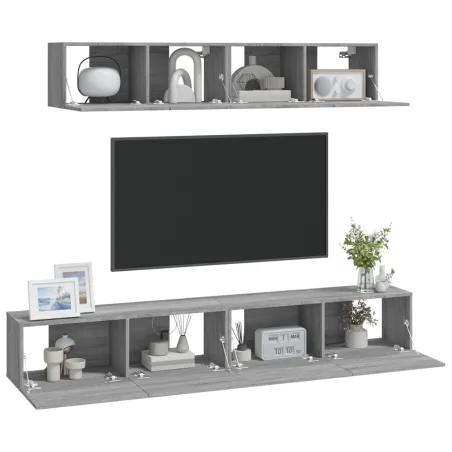 Ensemble de meubles TV 4 pcs Sonoma gris Bois d'ingénierie