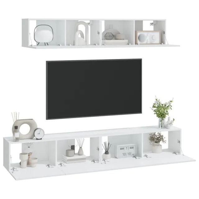 Ensemble de meubles TV 4 pcs Blanc Bois d'ingénierie