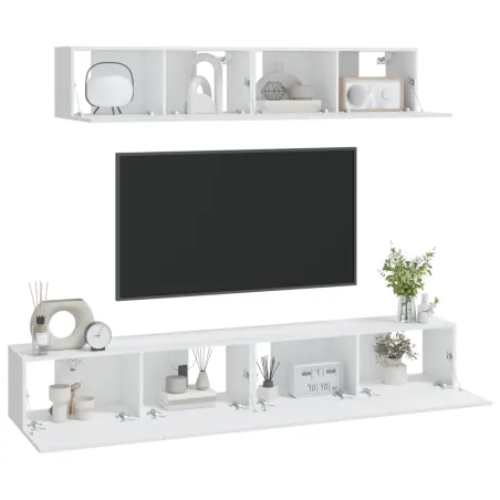 Ensemble de meubles TV 4 pcs Blanc Bois d'ingénierie