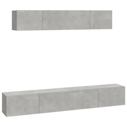 Ensemble de meubles TV 4 pcs Gris béton Bois d'ingénierie 2
