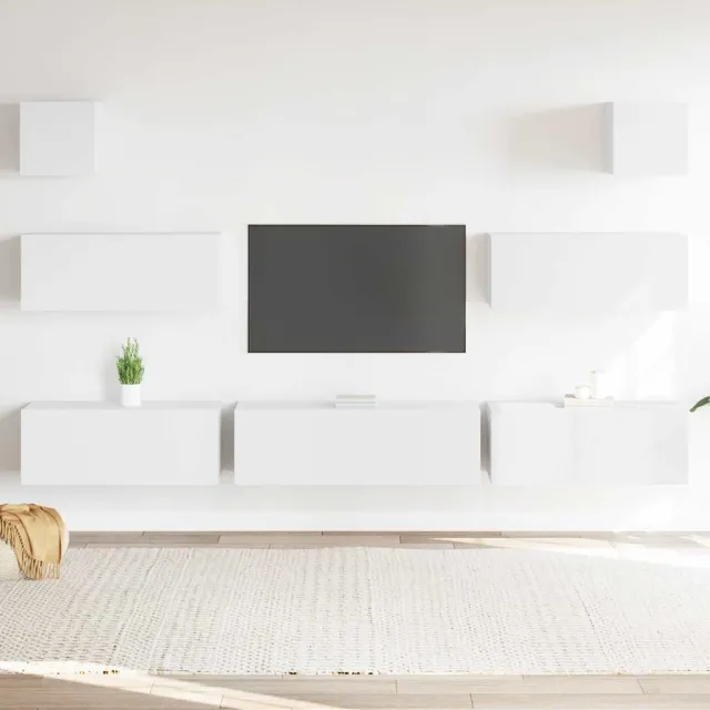 Ensemble de meubles TV 7 pcs Blanc Bois d'ingénierie