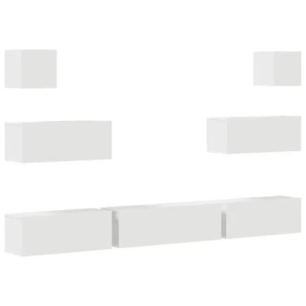 Ensemble de meubles TV 7 pcs Blanc Bois d'ingénierie 2