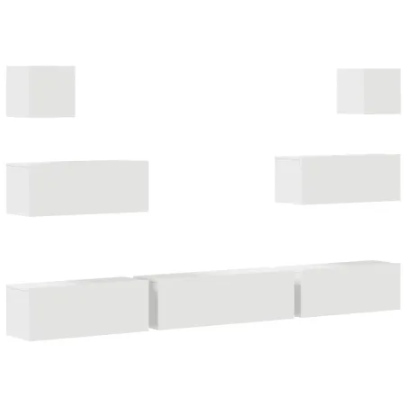 Ensemble de meubles TV 7 pcs Blanc Bois d'ingénierie