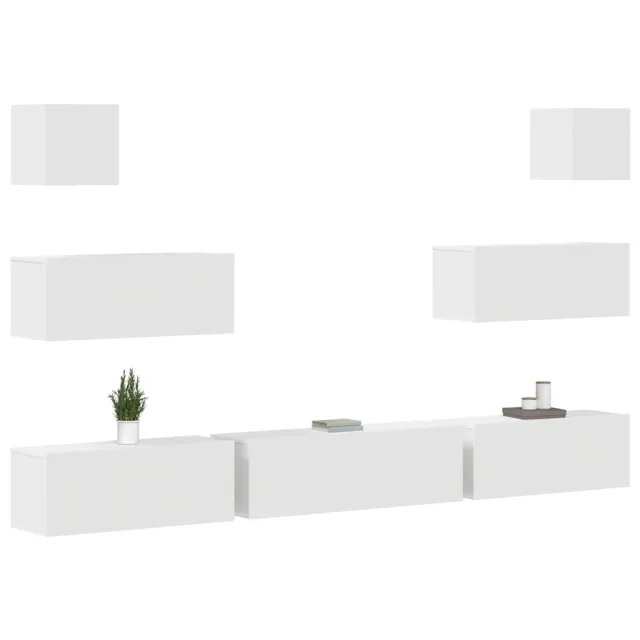 Ensemble de meubles TV 7 pcs Blanc Bois d'ingénierie