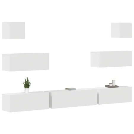 Ensemble de meubles TV 7 pcs Blanc Bois d'ingénierie