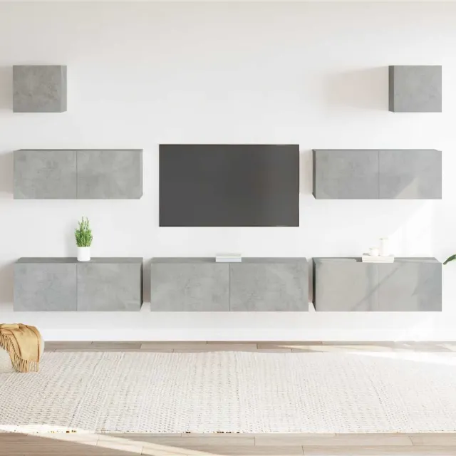 Ensemble de meubles TV 7 pcs Gris béton Bois d'ingénierie