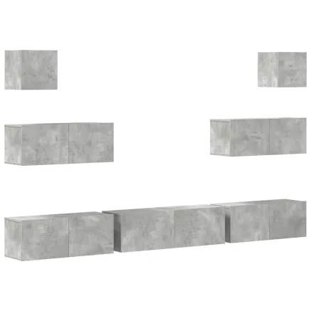 Ensemble de meubles TV 7 pcs Gris béton Bois d'ingénierie 2