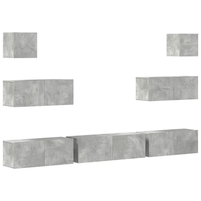 Ensemble de meubles TV 7 pcs Gris béton Bois d'ingénierie